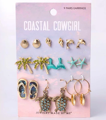 Jewelry Made by Me 9ct Blue & Gold Beachy Sea Life Earrings