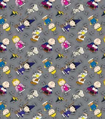 Peanuts Jack O Lanterns on Gray Halloween Cotton Fabric