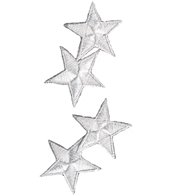 Wrights 1" White Star Iron On Patches 4pk