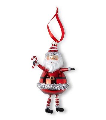 6" Christmas Santa With Jiggly Legs Glass Ornament by Place & Time