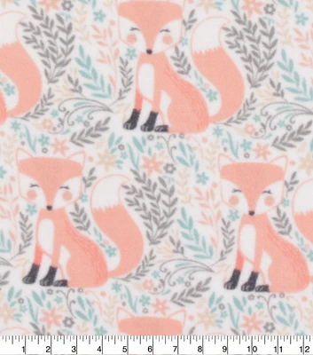 Pretty Floral & Foxes Anti Pill Fleece Fabric