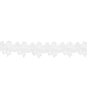 Simplicity Embroidered Flower Trim White