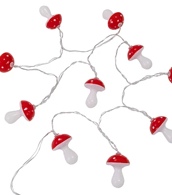 3" Red & White Mushroom Plastic String Lights by Place & Time