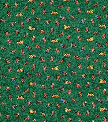 Adventures of Big Foot on Green Novelty Cotton Fabric