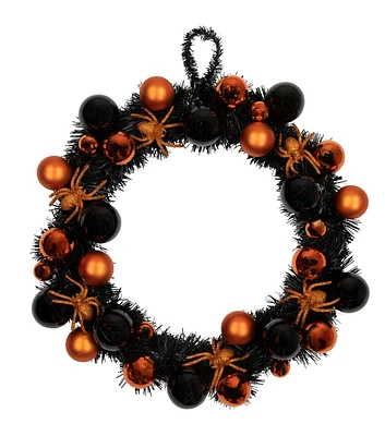 Northlight 18" Orange Spiders & Ornaments Halloween Wreath