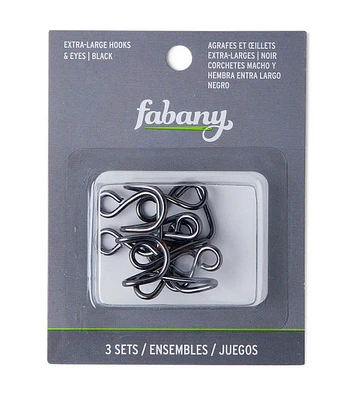 3ct Black Extra Large Hooks & Eyes by Fabany