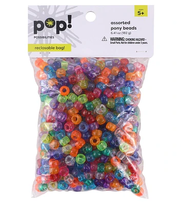 9mm Translucent Glitter Pony Beads by POP!