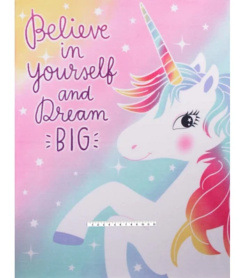 48" Wide Believe in Yourself & Unicorn No Sew Fleece Blanket