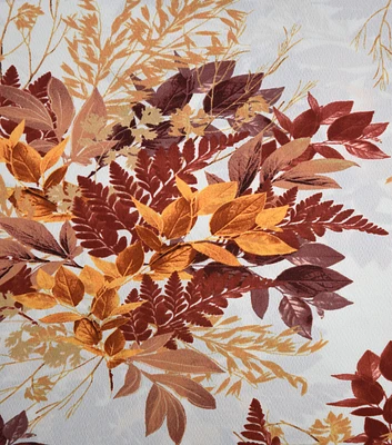 Orange Fall Floral Cluster Silky Crepe Fabric