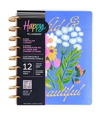 Happy Planner 12 Month 2025 Brilliant Blooms Classic Checklist Planner