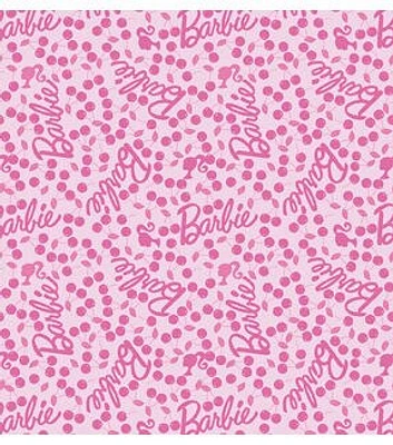 Barbie Cherries on Pink Cotton Fabric