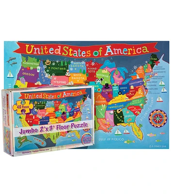 Round World Products 2' x 3' Kids United States Floor Puzzle 48pc