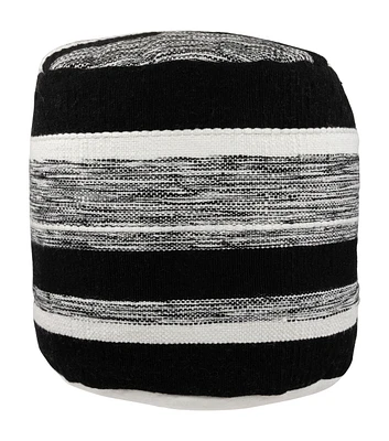 Northlight 18" Black & White Striped Woven Indoor Pouf