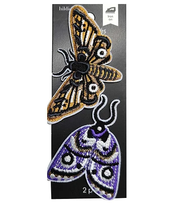 2ct Purple & Brown Moth Appliques by hildie & jo