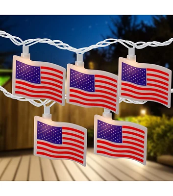 Northlight 7.5' Patriotic Red & Blue American Flag String Lights