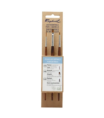 Raphael 10" Essentials Acrylic & Watercolor Brushes 3pk