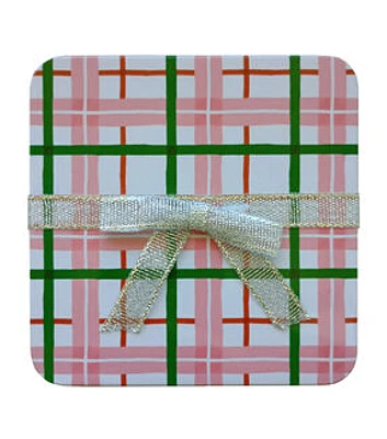 5" Pink Plaid Square Tin