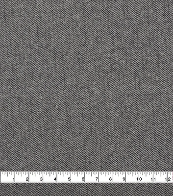 Black Herringbone Brushed Cotton Fabric