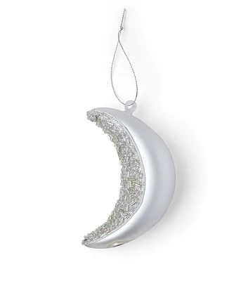 4" Christmas Silver Moon Glass Ornament by Place & Time