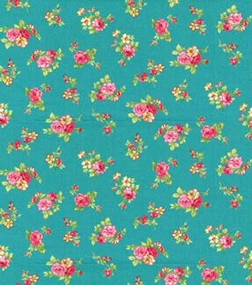 Fabric Traditions Rose Bouquets on Teal Premium Cotton Fabric