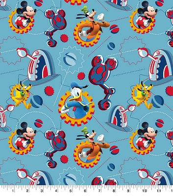 Disney Mickey Mouse Cotton Fabric Funhouse Gears