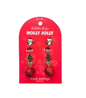 4ct Christmas Penguin Hat Tree Earrings by hildie & jo