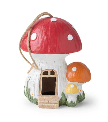 8" Red Mushroom House Resin Birdhouse by Place & Time