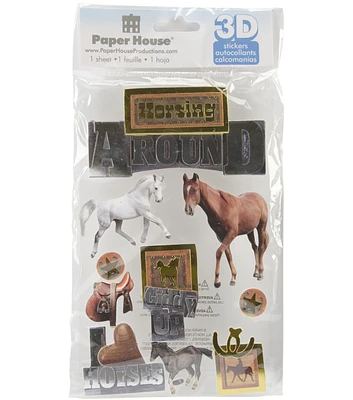 Paper House 10 pk 3D Stickers Horsing Around