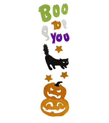 6" x 12" Northlight Halloween Green & Orange Boo To You Window Gel Clings