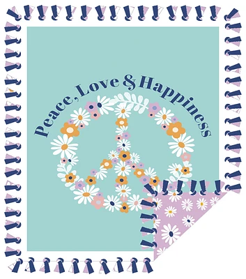 48" Wide Floral & Peace No Sew Fleece Blanket