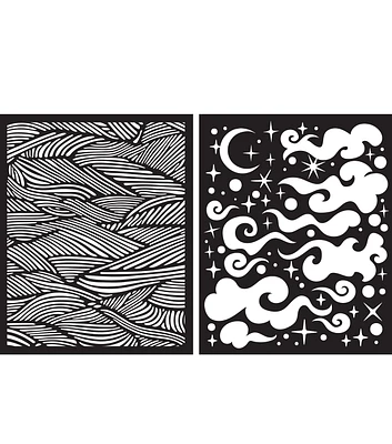 Hero Arts 6''x5.5'' Stencil Pair Sea & Sky