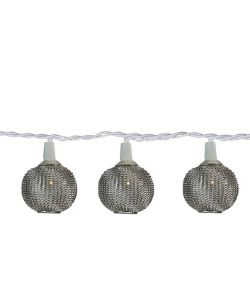 Northlight 7" LED Silver Mesh Globe Patio String Lights