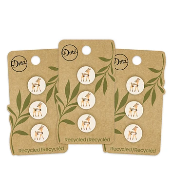 Dritz 5/8" Deer on Natural Recycled Cotton Round 2 Hole Buttons 9pk