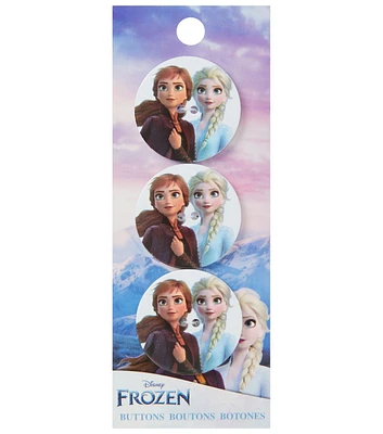 Disney 1 1/4" Frozen Princess Elsa & Anna 2 Hole Buttons 3pk