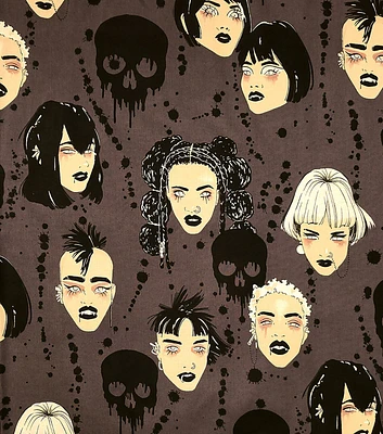 Alexander Henry Vampires on Charcoal Halloween Cotton Fabric