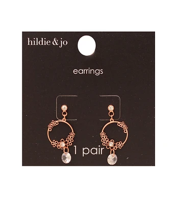 1 Pair Gold Flower Dangle Earrings by hildie & jo