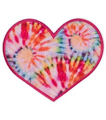 3" Multicolor Tie Dye Heart Iron On Patch by hildie & jo