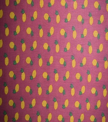 Yellow Lemons on Pink Craft Cotton Fabric by Happy Value