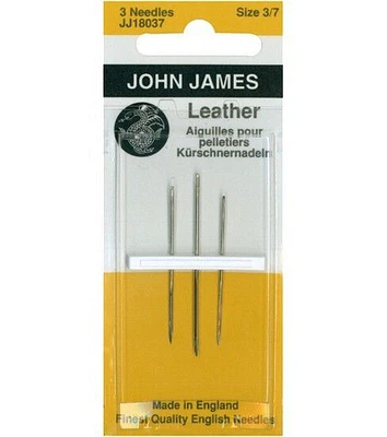 John James Leather Hand Needles 3 Asst'd Sizes