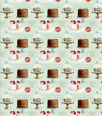 Springs Creative Fresh Baked Goods on Mint Novelty Cotton Fabric