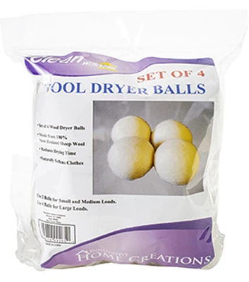 Innovative Home Creations Wool Dryer Balls 4 Pkg White