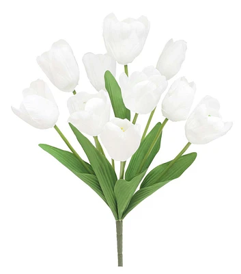 18.5" White Tulip Bush by Bloom Room