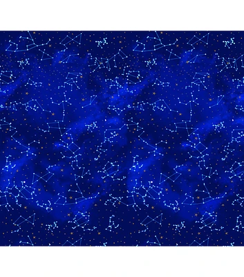 Star Constellations Metallicallic Novelty Metallic Cotton Fabric