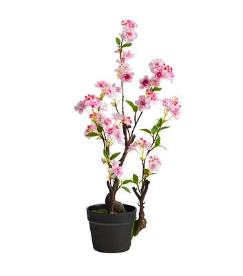 Nearly Natural 2.5' Pink Cherry Blossom Artificial Plant in Pot