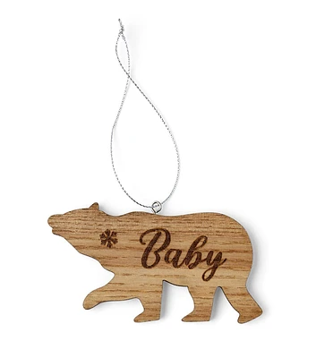 4" Christmas Baby Bear Wood Ornament by Place & Time