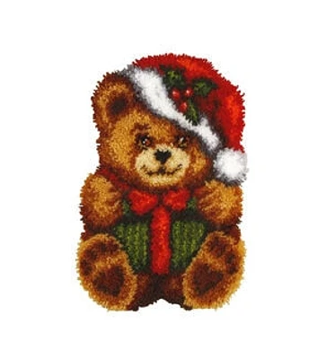 Orchidea 29" Christmas Teddy Cushion Latch Hook Kit 4142