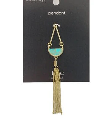 1pc Gold Tassel With Green Stone Pendant by hildie & jo