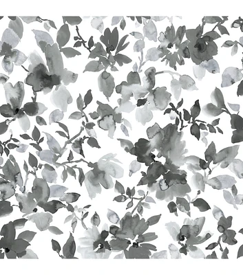 RoomMates Wallpaper Black Watercolor Floral