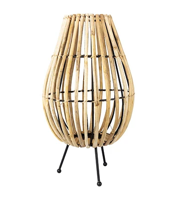 Northlight 17" Rattan & Iron Pillar Candle Holder