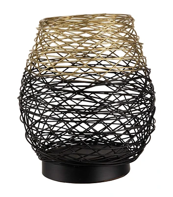 Northlight 8.5" Black & Gold Woven Ombre Iron Pillar Candle Holder